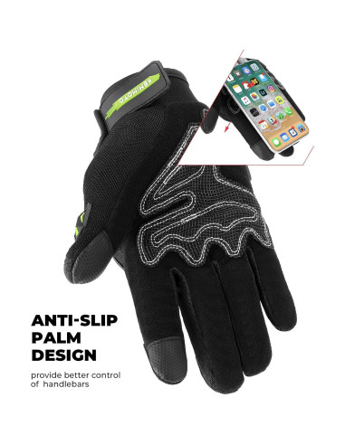 Guantes de Motocicleta KEMIMOTO XXL Verde Transpirables