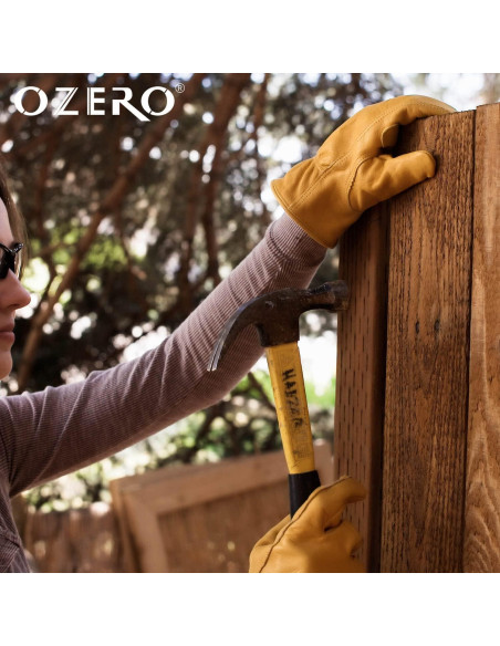 Guantes de trabajo OZERO de cuero de vaca Mediano Oro