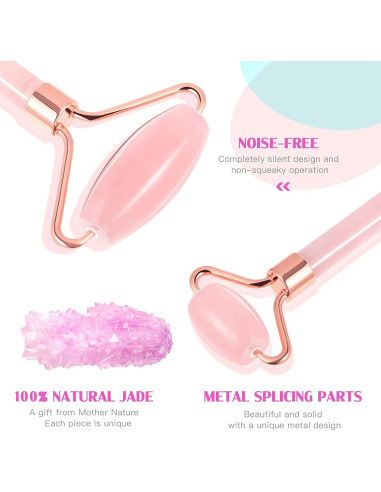 Kit de Rodillo de Jade Rosenice para Masaje Facial 9x6cm