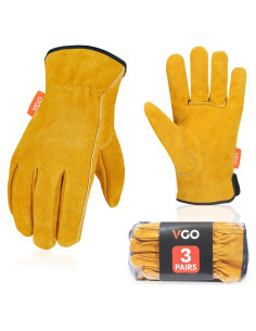 Guantes de Trabajo Vgo de Cuero Dividido 3 Pares Tamaño S