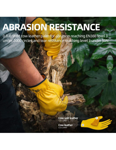 Guantes de Trabajo Vgo de Cuero de Vaca Tamaño M Oro