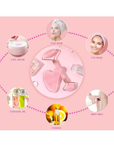 Kit de Rodillo de Jade Rosenice para Masaje Facial 9x6cm