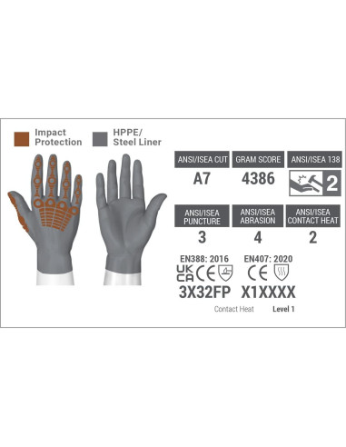 Guantes de Trabajo HexArmor 4067 Cuero A7 2XL