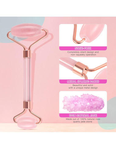Kit de Rodillo de Jade Rosenice para Masaje Facial 9x6cm