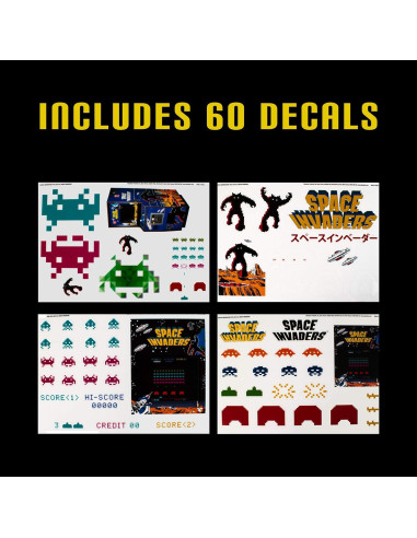 Calcomanías Space Invaders Paladone 4 Hojas Vinilo Retro