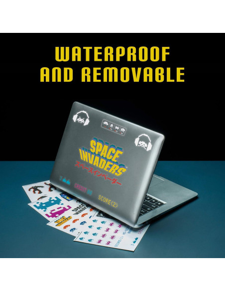 Calcomanías Space Invaders Paladone 4 Hojas Vinilo Retro