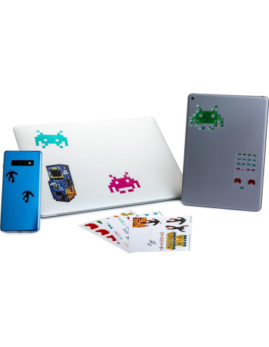 Calcomanías Space Invaders Paladone 4 Hojas Vinilo Retro