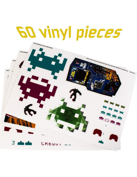 Calcomanías Space Invaders Paladone 4 Hojas Vinilo Retro