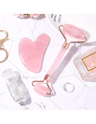 Kit de Rodillo de Jade Rosenice para Masaje Facial 9x6cm