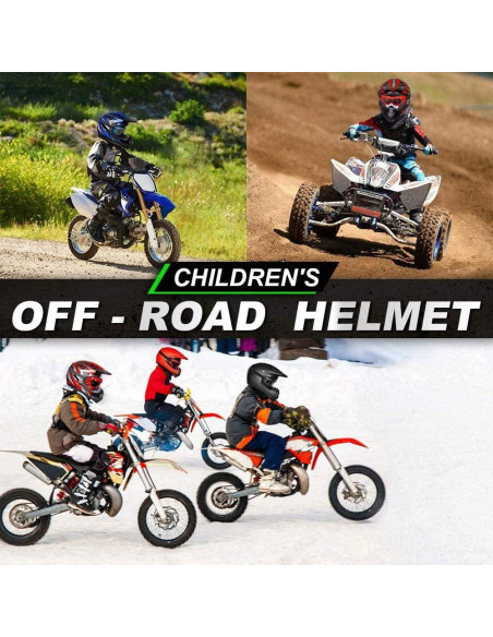 Casco ATV Niños ILM Juventud-M Rojo Plata con Gafas y Guantes