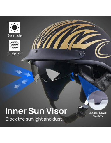Casco Abierto ILM 210V Extra Grande Dorado con Visera
