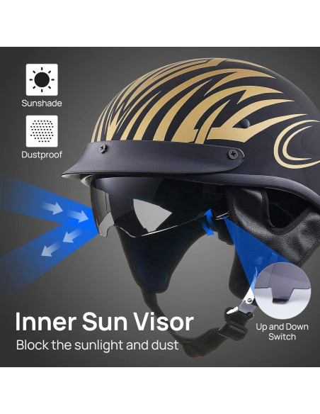 Casco Abierto ILM 210V Extra Grande Dorado con Visera
