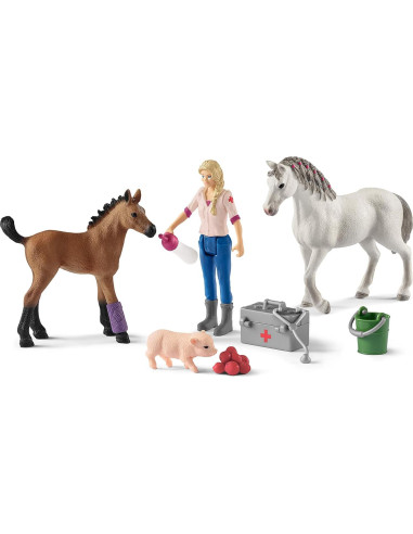 Juego de Veterinario Schleich Farm World 9 Piezas Yegua Potro
