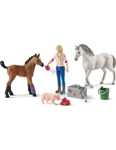 Juego de Veterinario Schleich Farm World 9 Piezas Yegua Potro