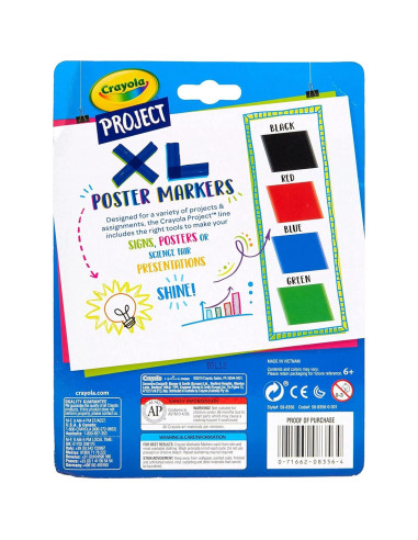 Marcadores de Póster XL Crayola 4 Colores Clásicos
