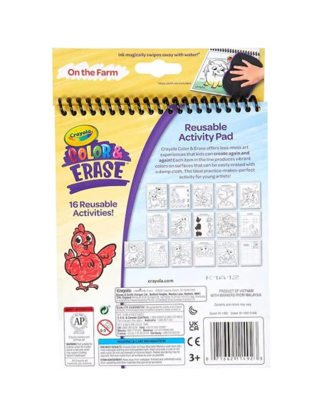 Bloc de Actividades Reutilizable Crayola Granja 8 Páginas 3+