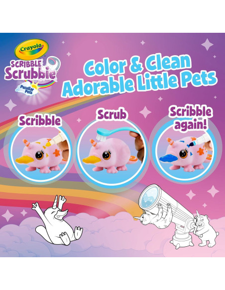 Conjunto de Baño Arcoíris Crayola Scribble Scrubbie 4 Mascotas