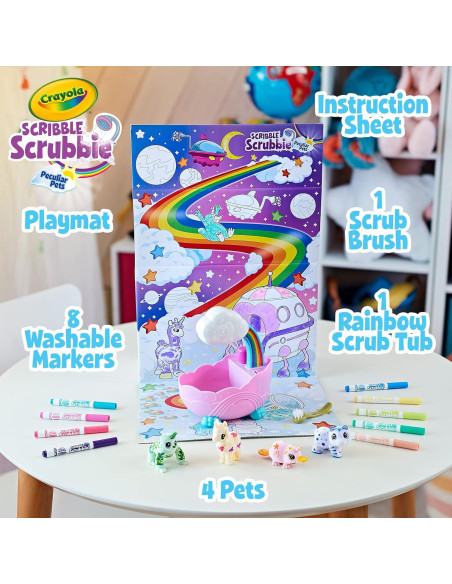 Conjunto de Baño Arcoíris Crayola Scribble Scrubbie 4 Mascotas
