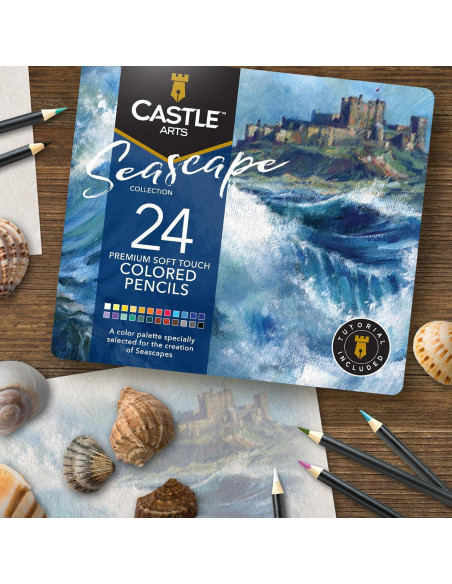 Conjunto de 24 Lápices de Colores Castle Art Seascape