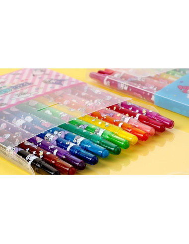 12 Lápices de Colores Giratorios Genérico con Personajes