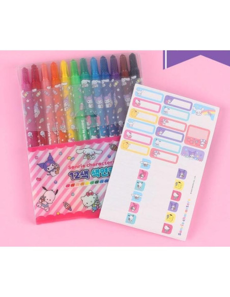 12 Lápices de Colores Giratorios Genérico con Personajes