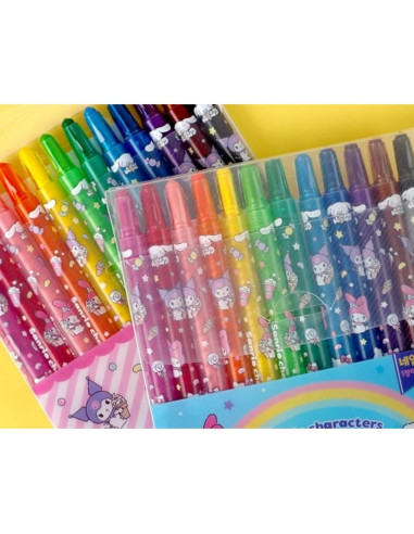 12 Lápices de Colores Giratorios Genérico con Personajes