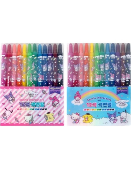 12 Lápices de Colores Giratorios Genérico con Personajes