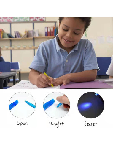 Bolígrafo de Tinta Invisible EODVICS 6 Colores con Luz UV