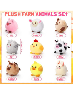 Skylety 9 Mini Animales de Peluche 8 cm Suaves y Divertidos 2