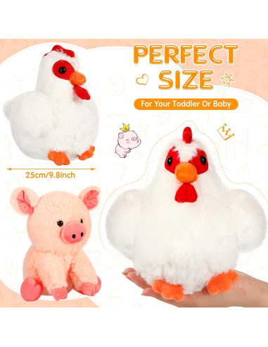 Conjunto de 5 Animales de Granja de Peluche Skylety 25 cm
