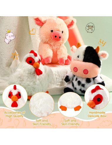 Conjunto de 5 Animales de Granja de Peluche Skylety 25 cm