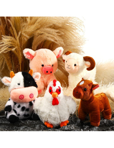 Conjunto de 5 Animales de Granja de Peluche Skylety 25 cm