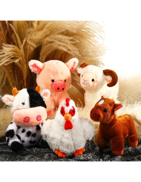 Conjunto de 5 Animales de Granja de Peluche Skylety 25 cm