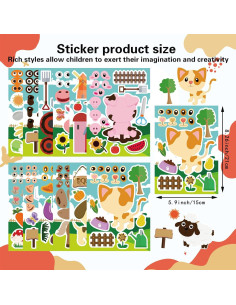 24 Hojas de Pegatinas de Animales de Granja DUJAA 2