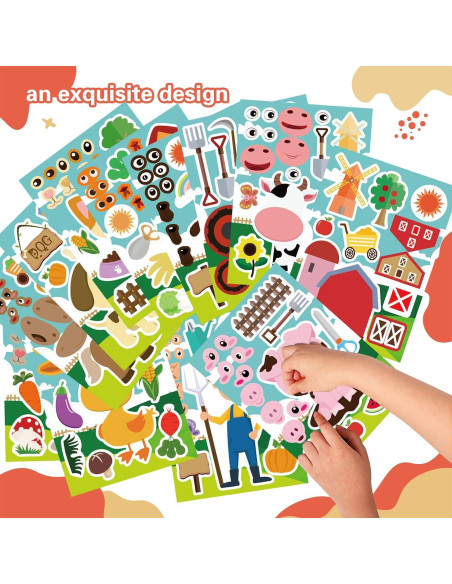 24 Hojas de Pegatinas de Animales de Granja DUJAA