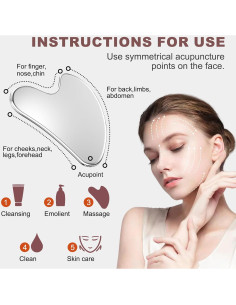 Herramienta Gua Sha de Acero Inoxidable CAEYPOAR 8.5x5.5cm 2