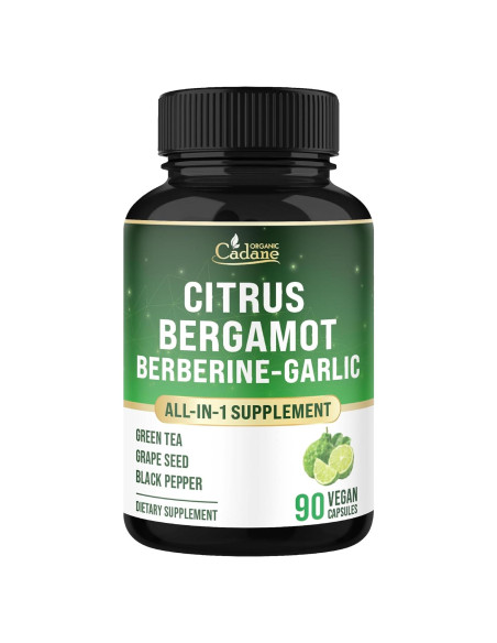 Suplemento de Bergamota Cítrica Orgánica Cadane 90 Cápsulas