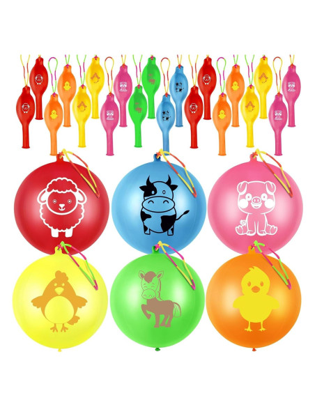 36 Globos de Golpe HSLCGF Animales de Granja Diversión