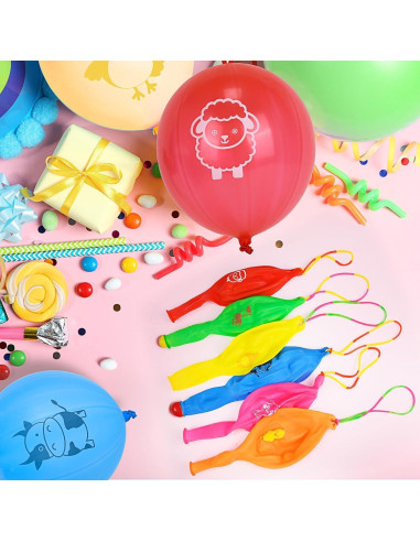 36 Globos de Golpe HSLCGF Animales de Granja Diversión