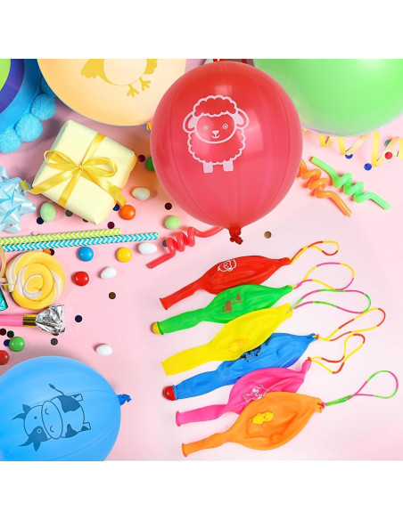 36 Globos de Golpe HSLCGF Animales de Granja Diversión