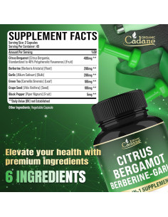 Suplemento de Bergamota Cítrica Orgánica Cadane 90 Cápsulas 2