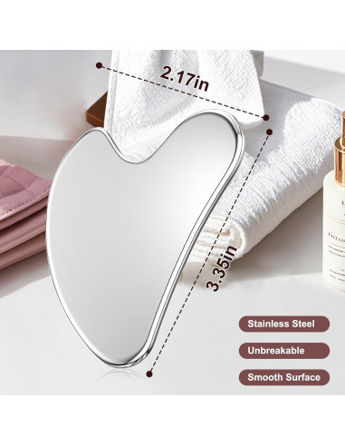 Herramienta Gua Sha de Acero Inoxidable CAEYPOAR 8.5x5.5cm