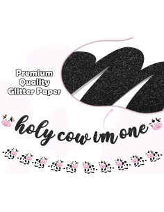 Banner Fiesta Cumpleaños Vaca Brillante Bessmoso 9.65x8.38cm 2