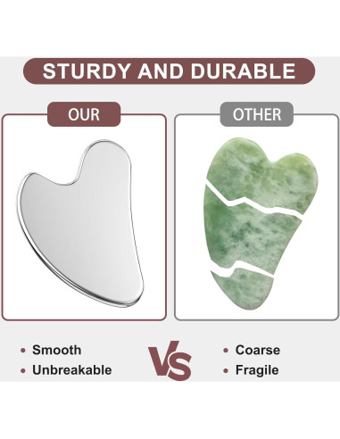 Herramienta Gua Sha de Acero Inoxidable CAEYPOAR 8.5x5.5cm