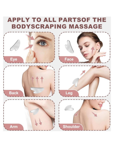 Herramienta Gua Sha de Acero Inoxidable CAEYPOAR 8.5x5.5cm