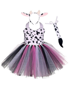 Disfraz de Tutu de Vaca IWEMEK 3 Piezas para Niñas 7-8 Años 2