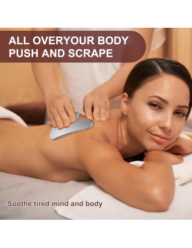 Herramienta Gua Sha de Acero Inoxidable CAEYPOAR 8.5x5.5cm