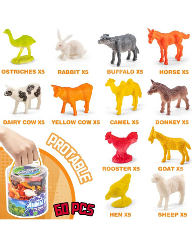 Conjunto 120 Figuras de Animales de Granja y Zoológico