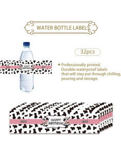 Etiquetas de Botellas de Agua Vaca 32pcs ROSTYAKZ Fiesta 2