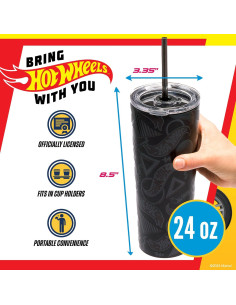 Vaso Aislado Dragon Glassware Hot Wheels 710 ml con Pajilla 2